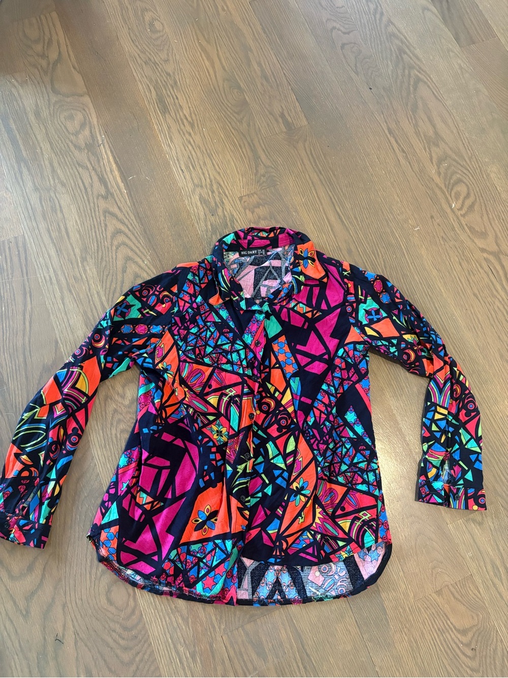 Bright Multi-Color Geometric Button-Up Shirt